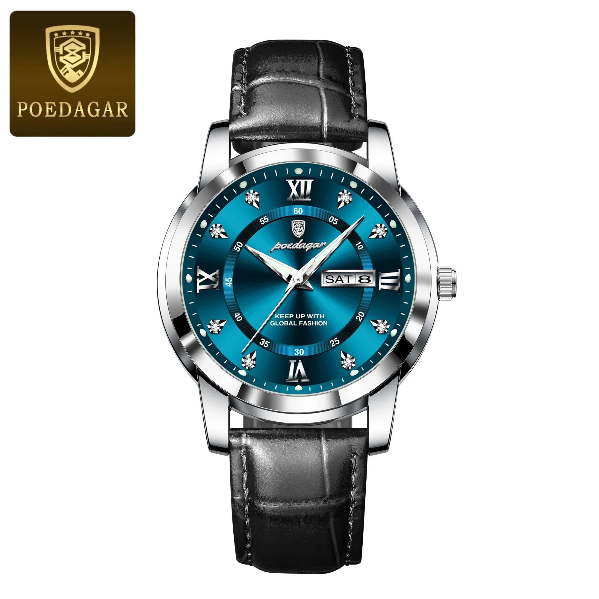 POEDAGAR Waterproof Leather Men's Quartz Watch